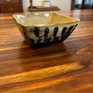 Pier 1 Import Black and Cream Ceramic Square Bowl